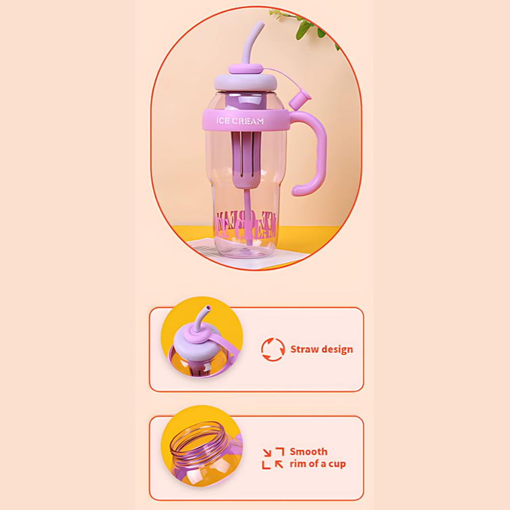 Tumbler with Straw, Leakproof, BPA Free, Plastic Tumbler, Sipper Water Bottle for Adults, Travel, Gym Tumbler Bottle for Men and Women. 1300ml (Brown)