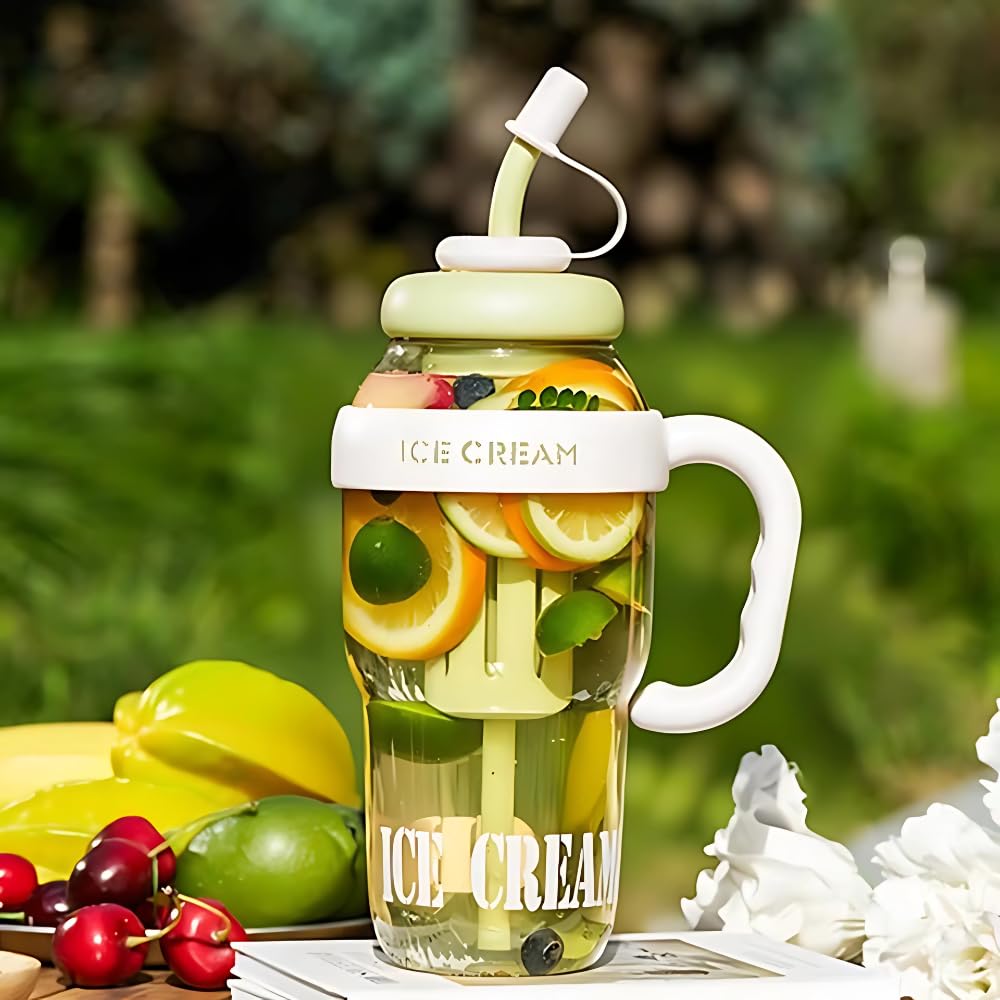 Tumbler with Straw, Leakproof, BPA Free, Plastic Tumbler, Sipper Water Bottle for Adults, Travel, Gym Tumbler Bottle for Men and Women. 1300ml (Brown)